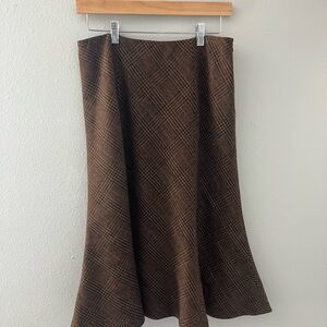 Chaps Brown Plaid A-Line Skirt
